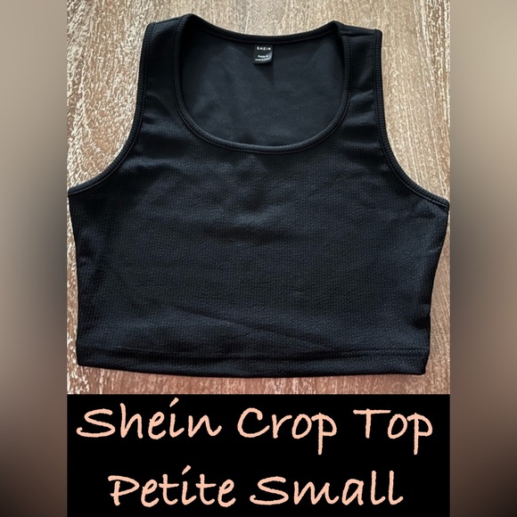 Shein Petite Small Black Cropped Tank, Crop Top - Picture 1 of 5
